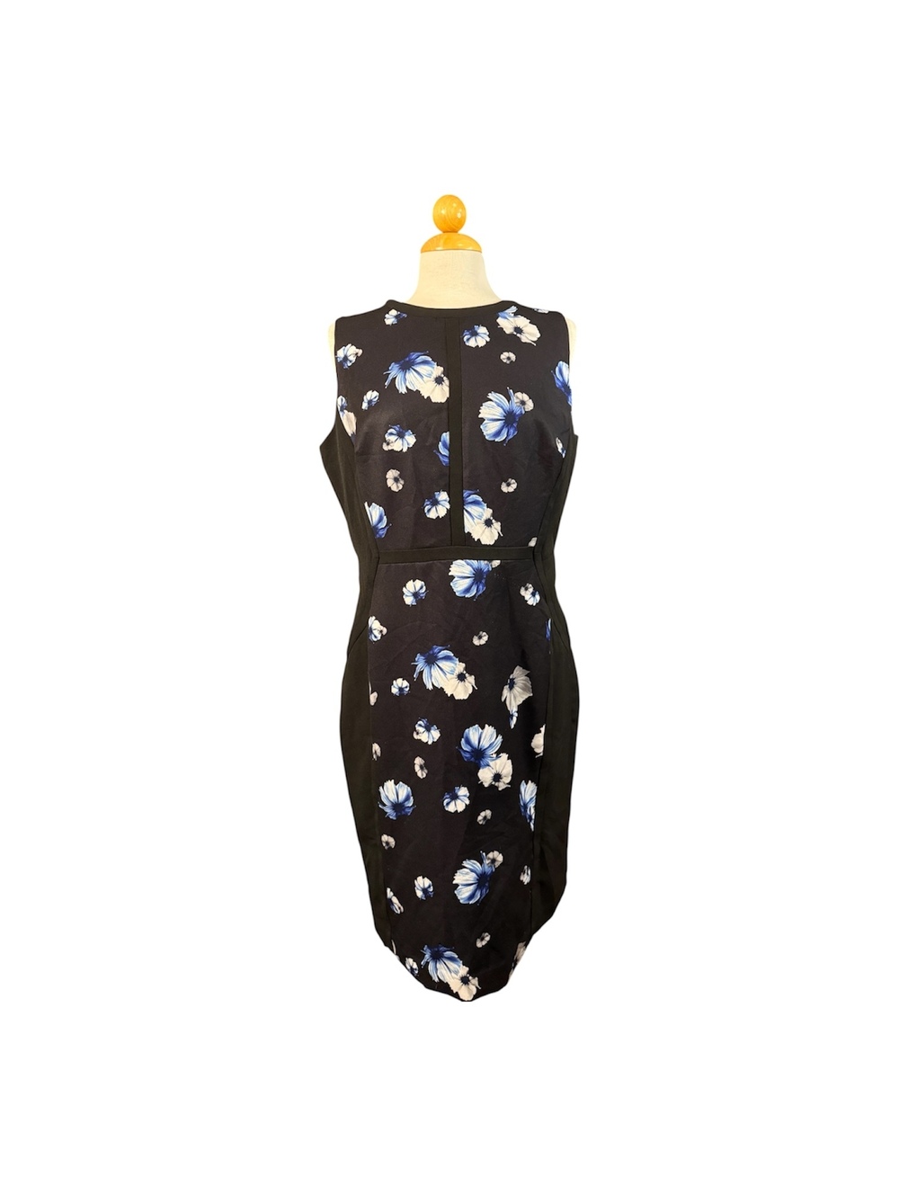 Worthington Sleeveless Floral Sheath Dress with Black Side Panels